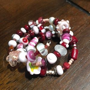 Glass bead coil bracelet